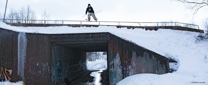 Joss Christensen rail slide in Tromsø, Norway