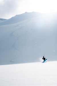 Some prefer margarine, but Kuch opts for butter, pressing one out for the camera on a sunny pow day in the Pemberton, BC, backcountry. Photo: Christian Raguse